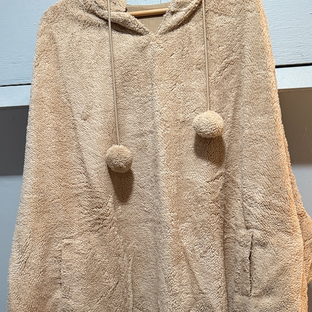 New Cozy Tan Fleece Poncho